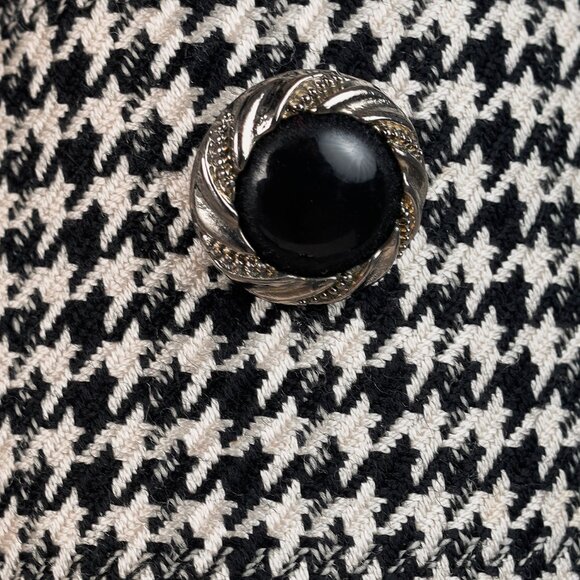 Escada Vintage Black White Houndstooth Double Breasted Velvet Blazer - Picture 8 of 10